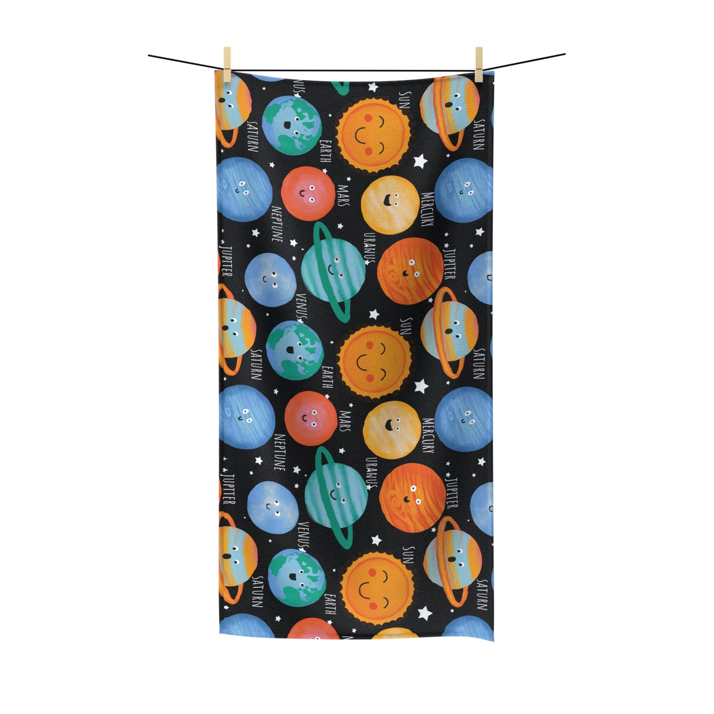 Smiling Planets Beach Towel