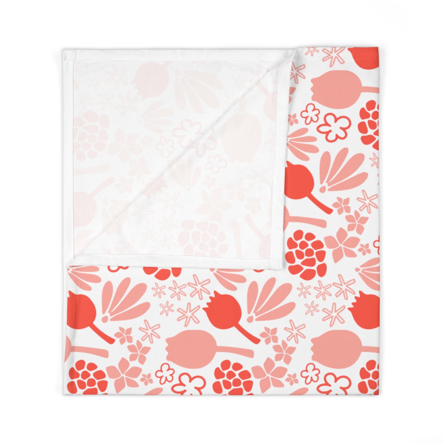 Pink Flower Swaddle Blanket, Personalized Swaddle Blanket