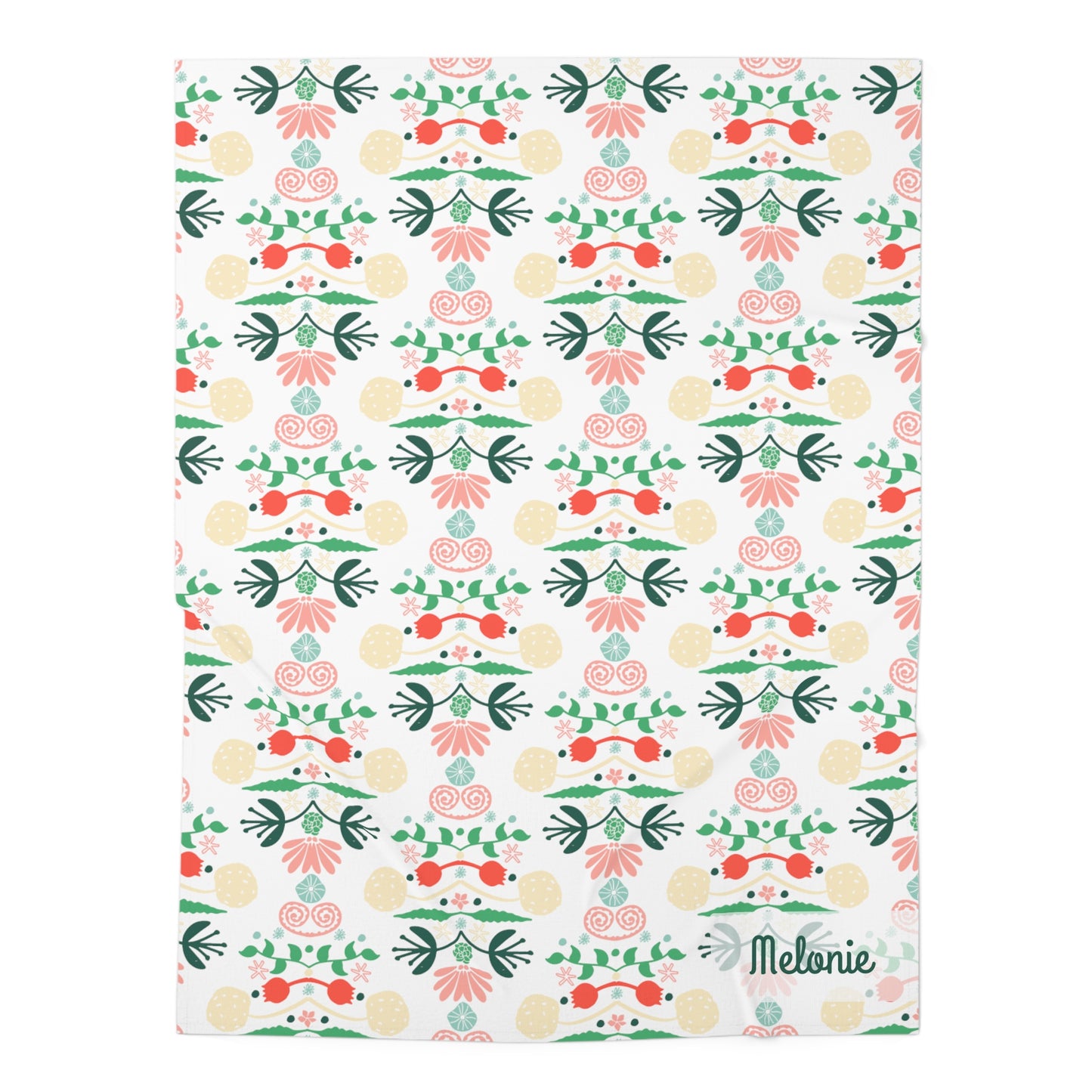 Bright Floral Damask Swaddle Blanket, Personalized Swaddle Blanket