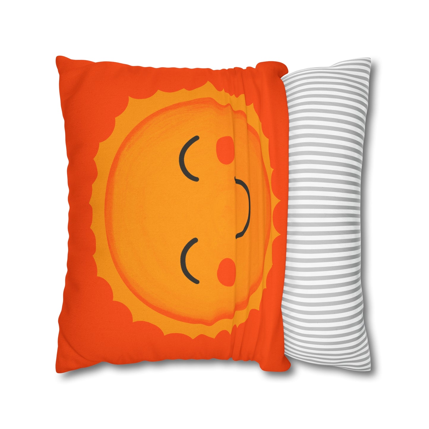 Smiling Sun Spun Polyester Square Pillowcase, Sun and Stars Pillow, STEM Collection Throw Pillow