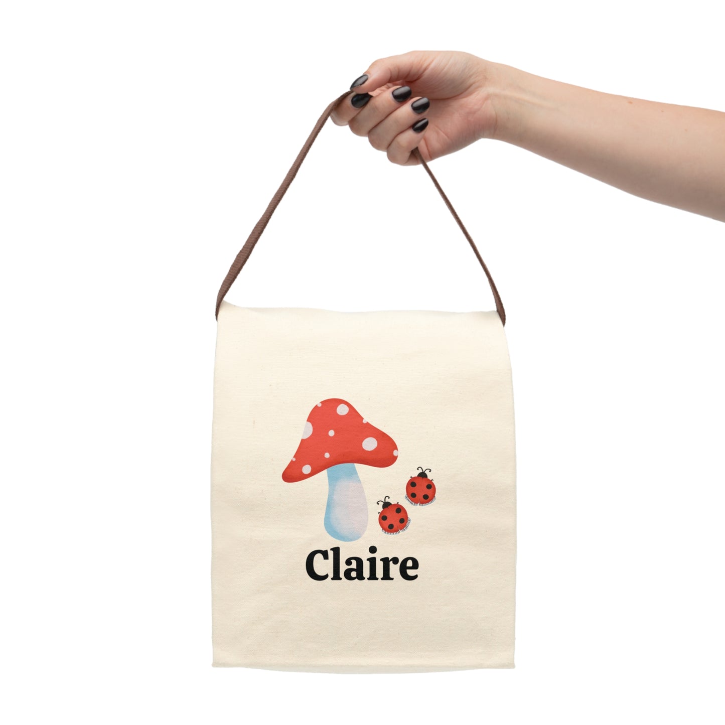 Canvas Lunch Bag Mushroom Personalized Lunch Bag with Strap Kids Lunch Bag for School