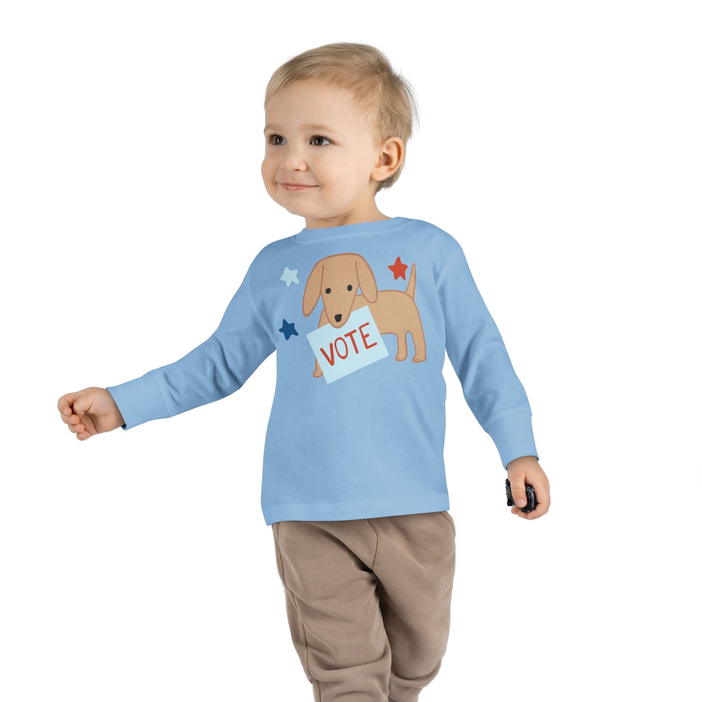 Dog Vote Toddler Tee, Cute Puppy Election Long Sleeve Shirt, Kids Animal Graphic Top, Pet Lover Gift, Children's Political Apparel