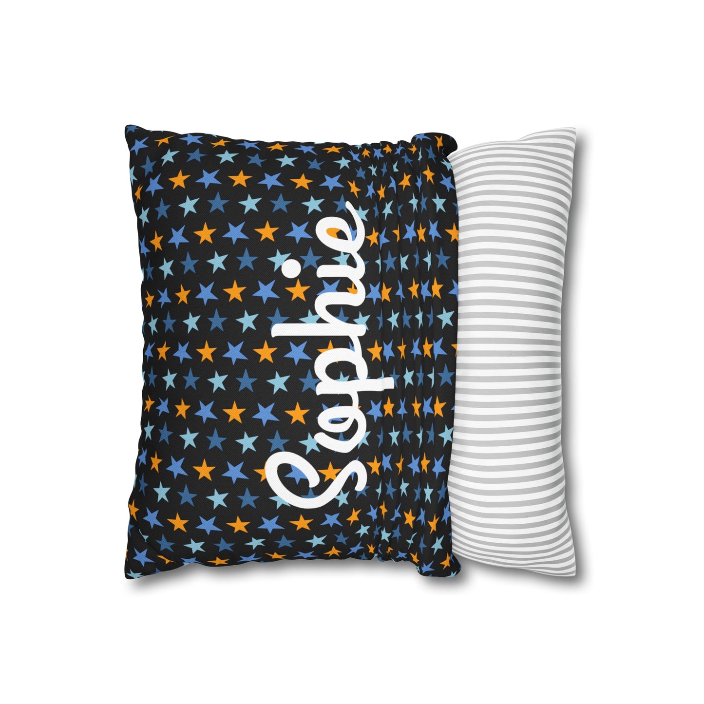 Personalized Star Spun Polyester Square Pillowcase, Custom Name Pillow, STEM Collection Throw Pillow