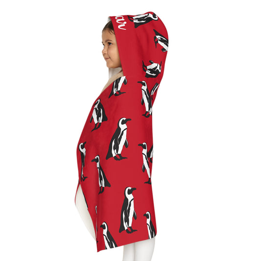 Personalized Kids Hooded Towel, Penguin Pattern, Youth Hooded Towel, Personalized Gift, Penguin Towel with Name, Hooded Name Towel