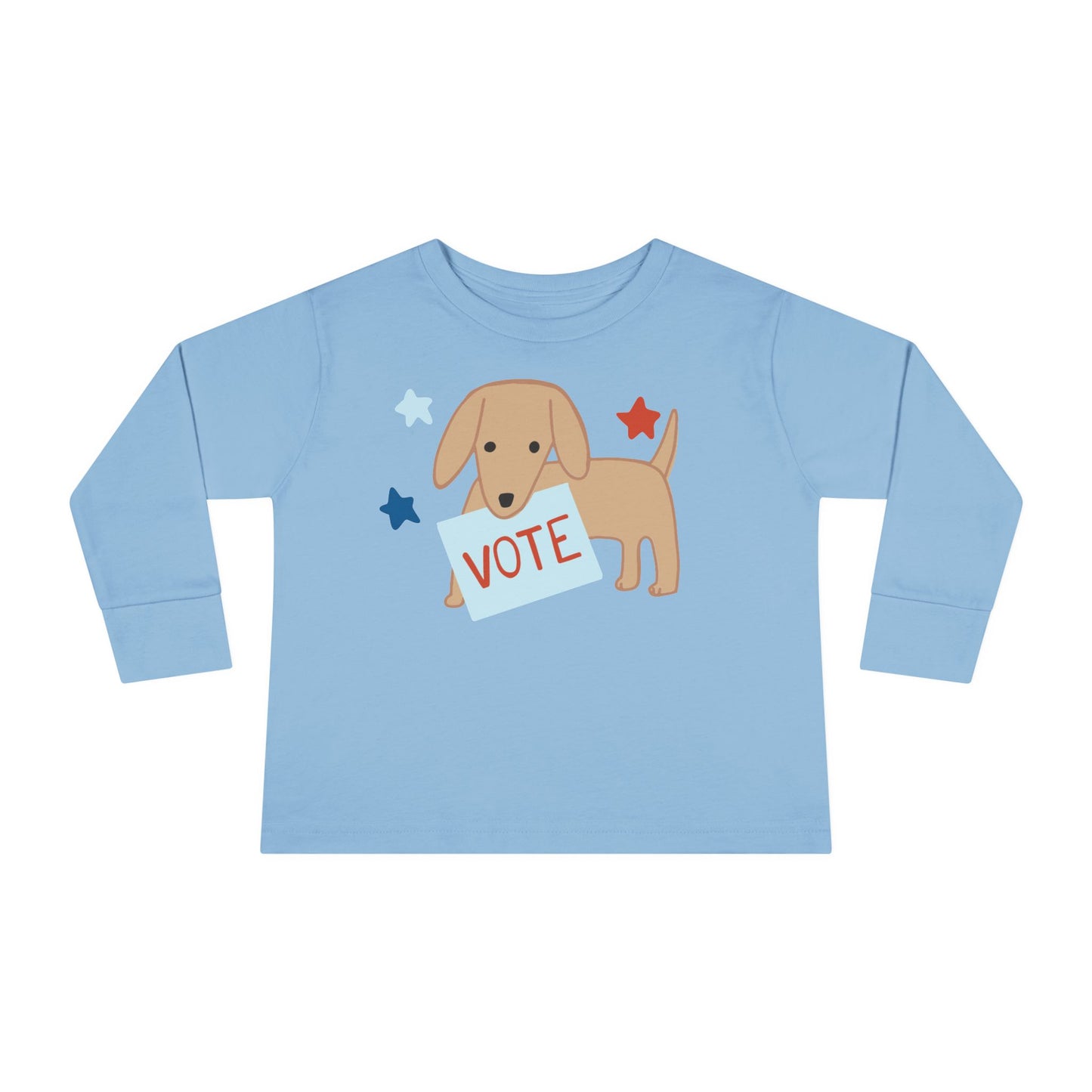 Dog Vote Toddler Tee, Cute Puppy Election Long Sleeve Shirt, Kids Animal Graphic Top, Pet Lover Gift, Children's Political Apparel