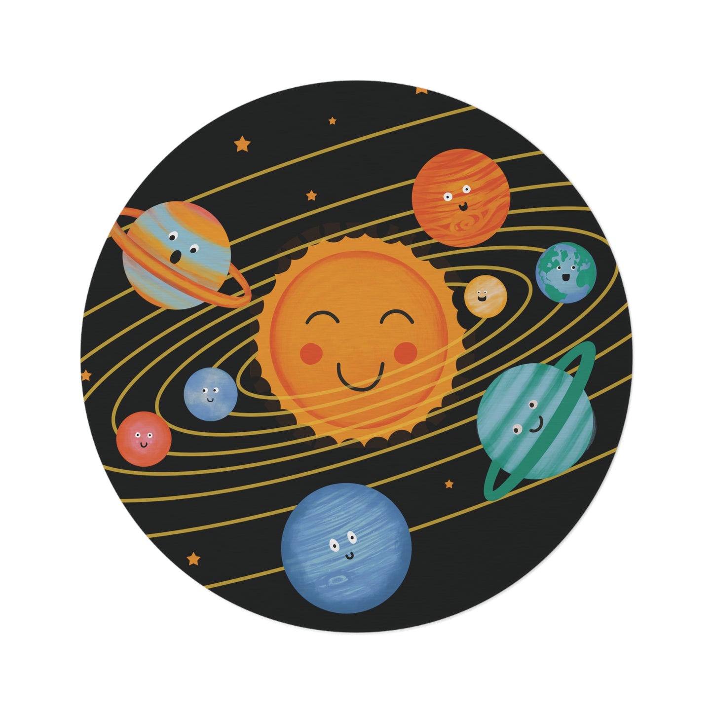 Solar System Rug, Nursery Round Rug, Round Space Rug