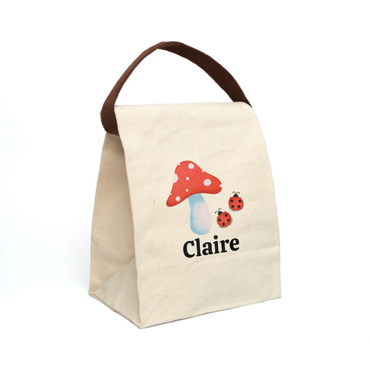 Canvas Lunch Bag Mushroom Personalized Lunch Bag with Strap Kids Lunch Bag for School