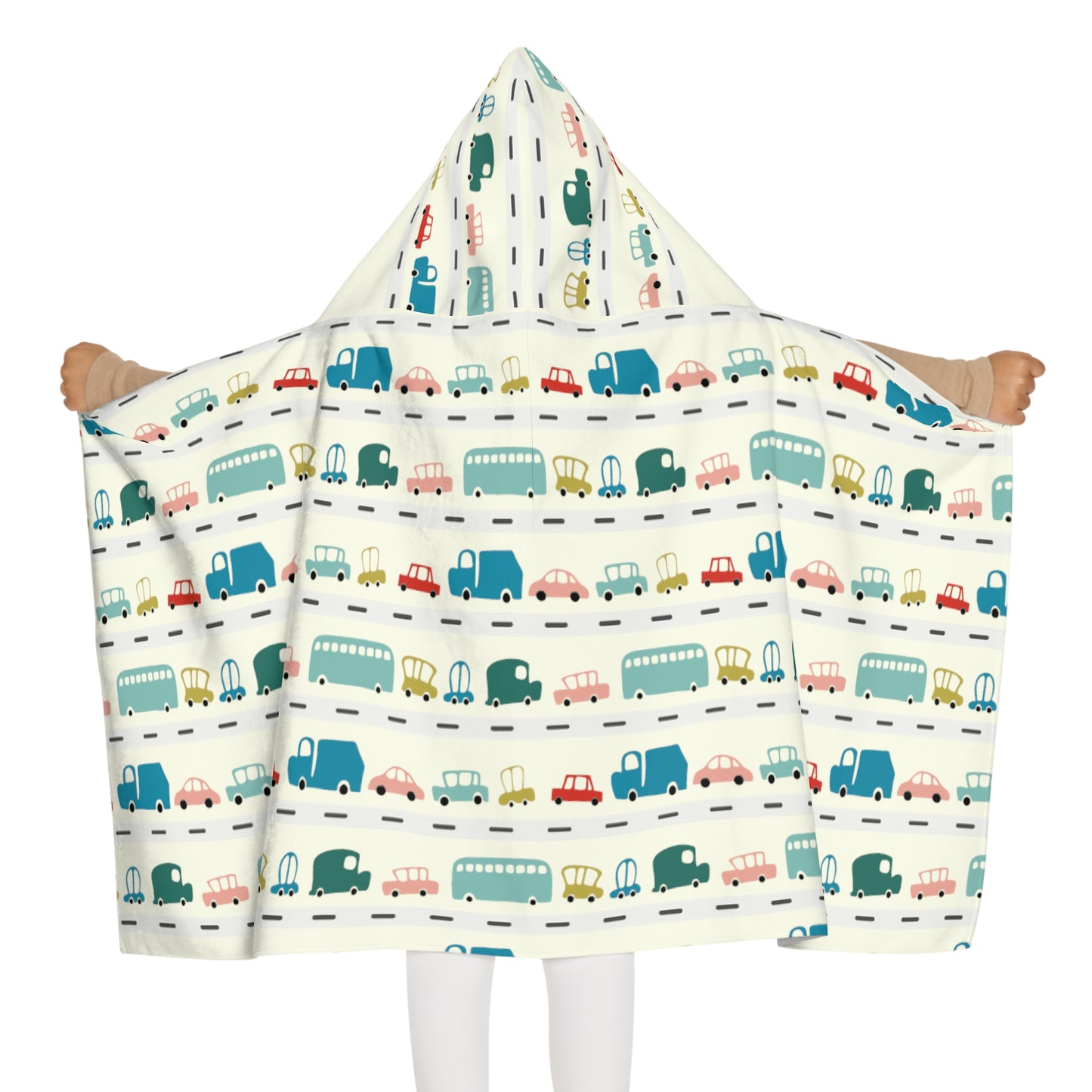 Traffic Jam Personalized Kids Hooded Towel, Car Pattern, Youth Hooded Towel, Personalized Gift, Car Towel with Name, Hooded Name Towel