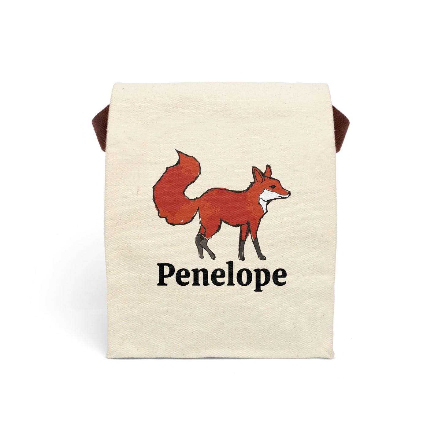Canvas Lunch Bag Fox Personalized Lunch Bag with Strap Kids Lunch Bag for School