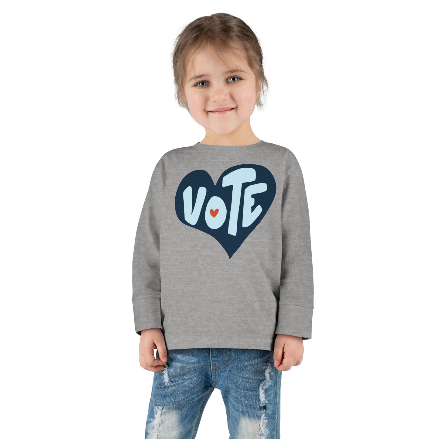 Toddler Vote Shirt Long Sleeve Tee - Kids Political Election Activism Campaign Youth Top, Child Democracy Rally Apparel, Boys Girls Voting