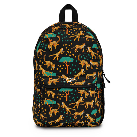 Cheetah Backpack, Monogrammed Backpack, Black Cheetah Backpack