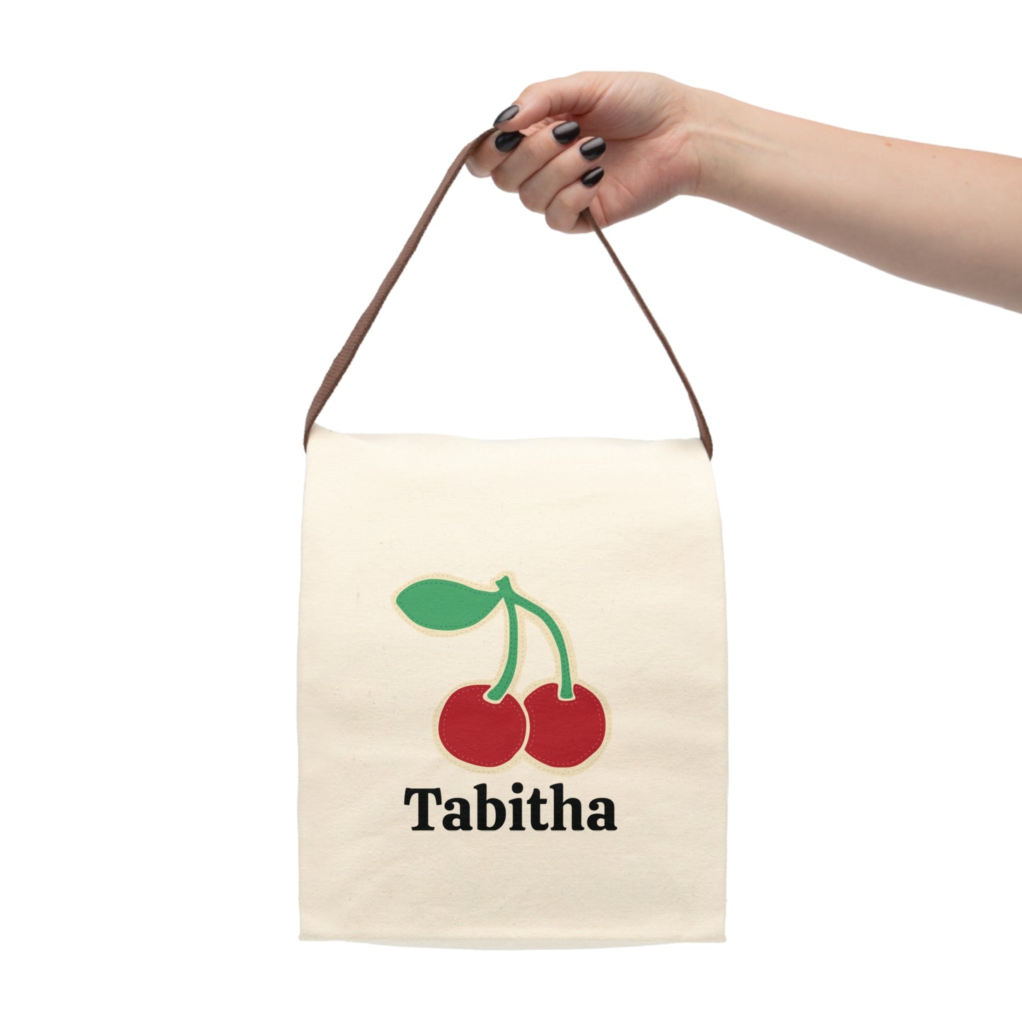 Canvas Lunch Bag Cherry Personalized Lunch Bag with Strap Kids Lunch Bag for School