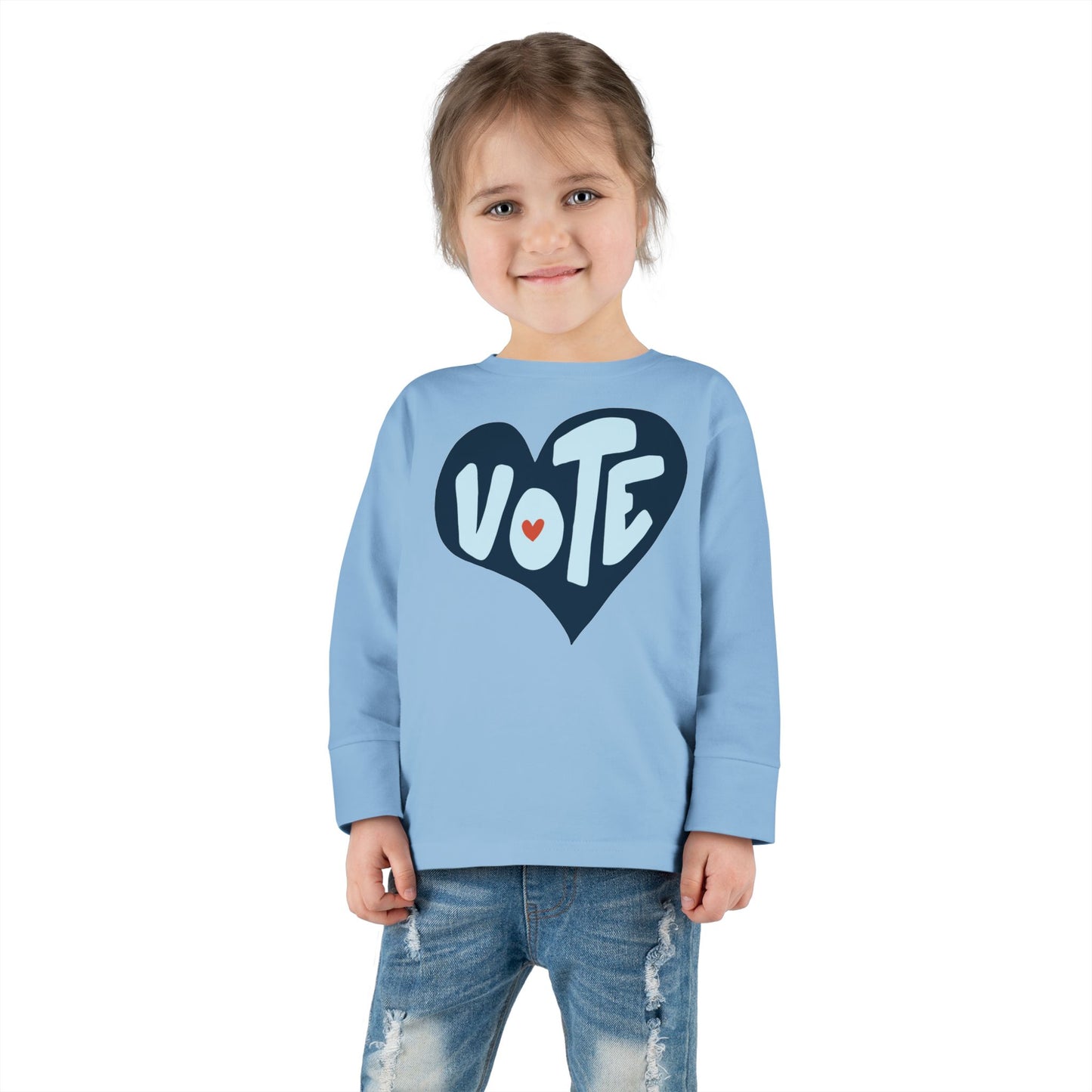 Toddler Vote Shirt Long Sleeve Tee - Kids Political Election Activism Campaign Youth Top, Child Democracy Rally Apparel, Boys Girls Voting