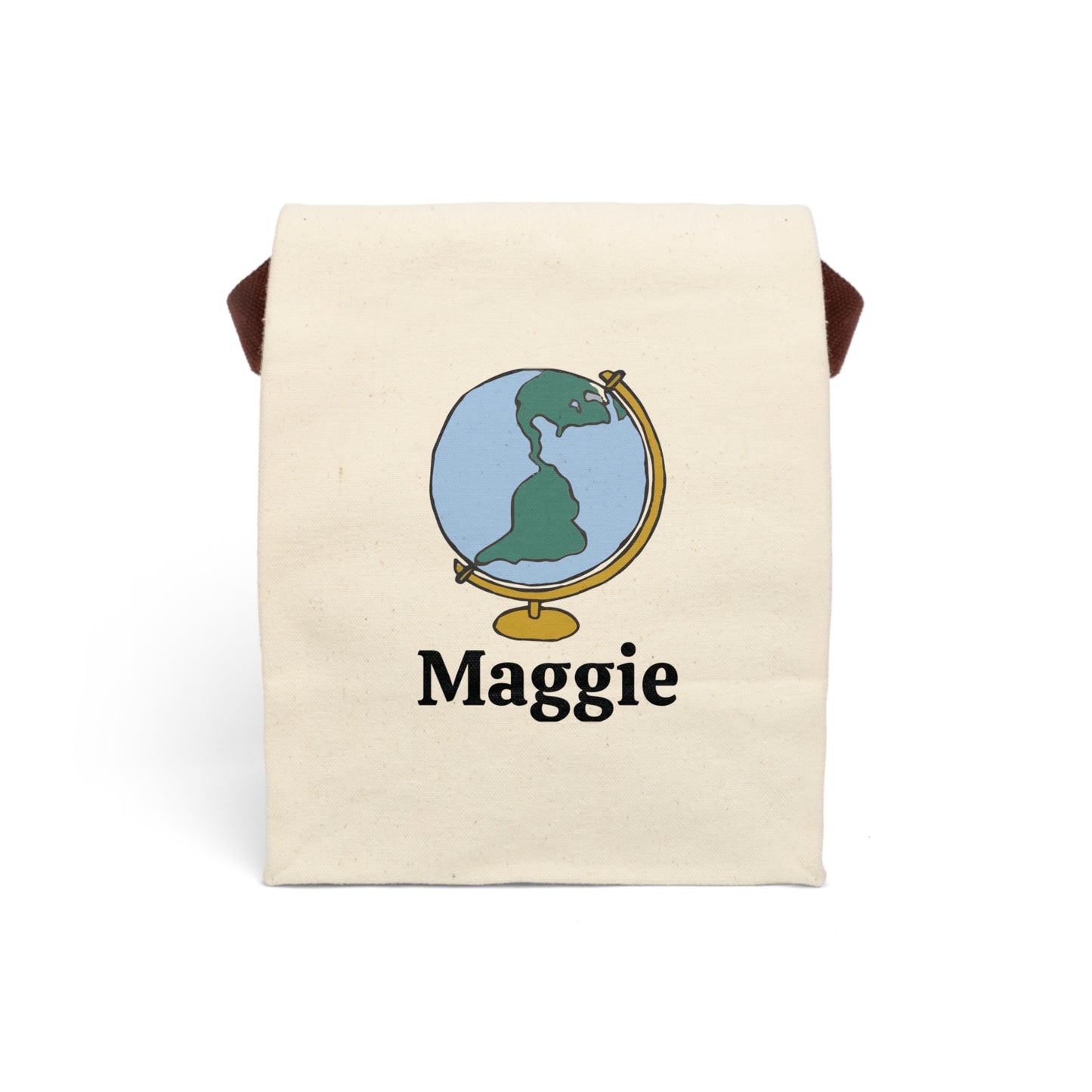 Canvas Lunch Bag Globe Personalized Lunch Bag with Strap Kids Lunch Bag for School