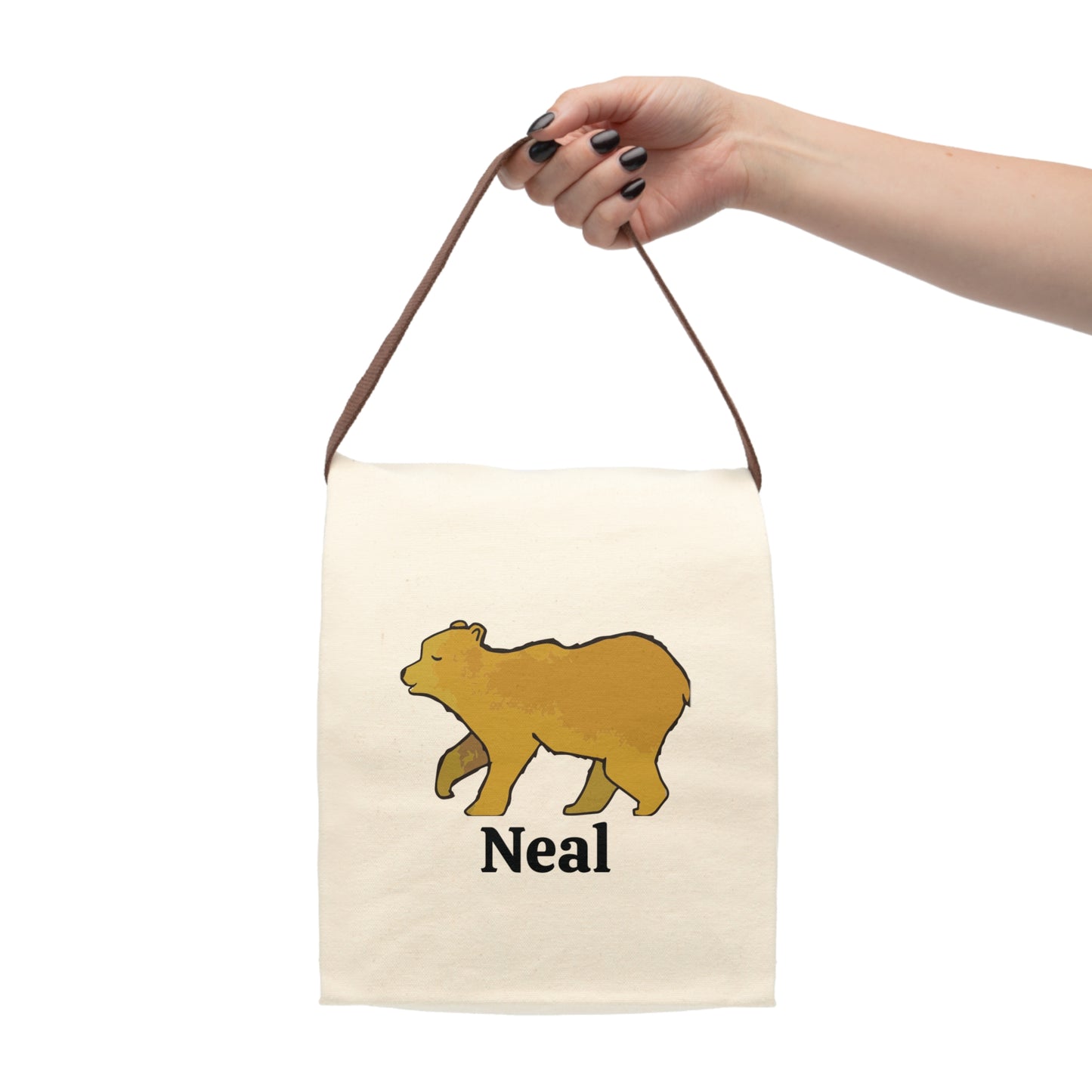 Canvas Lunch Bag Bear Personalized Lunch Bag with Strap Kids Lunch Bag for School