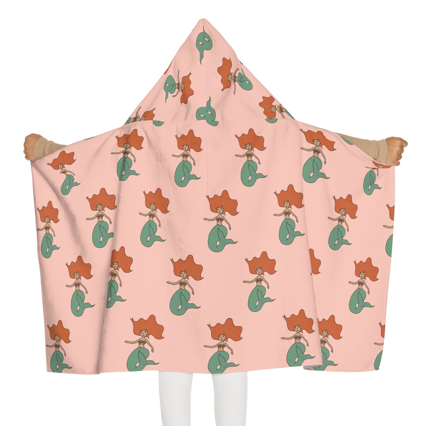 Pink Mermaid Personalized Kids Hooded Towel, Youth Hooded Towel, Personalized Gift, Mermaid Beach Towel with Name, Hooded Name Towel