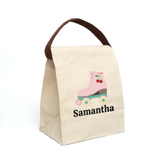 Canvas Lunch Bag Roller Skate Personalized Lunch Bag with Strap Kids Lunch Bag for School
