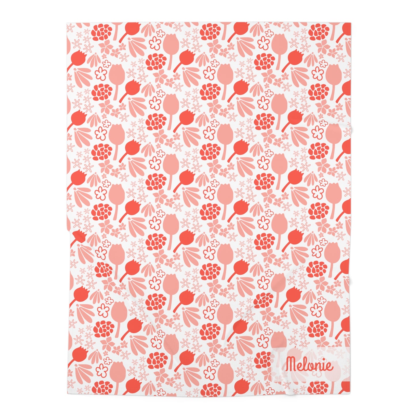 Pink Flower Swaddle Blanket, Personalized Swaddle Blanket