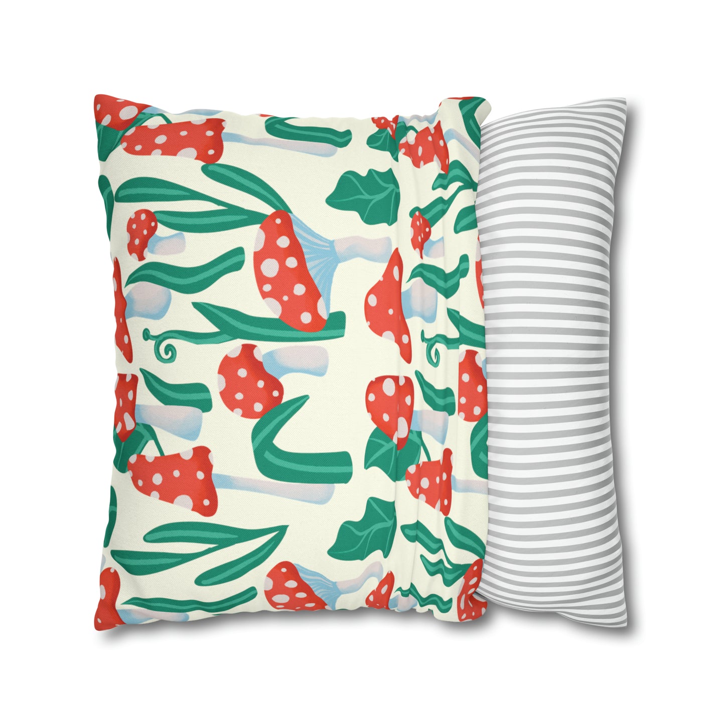 Personalized Mushroom Spun Polyester Square Pillowcase, Custom Name Mushroom Pillow