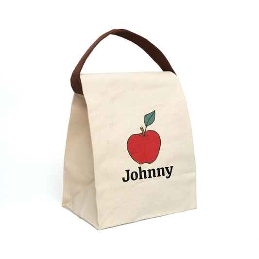 Canvas Lunch Bag Apple Personalized Lunch Bag with Strap Kids Lunch Bag for School