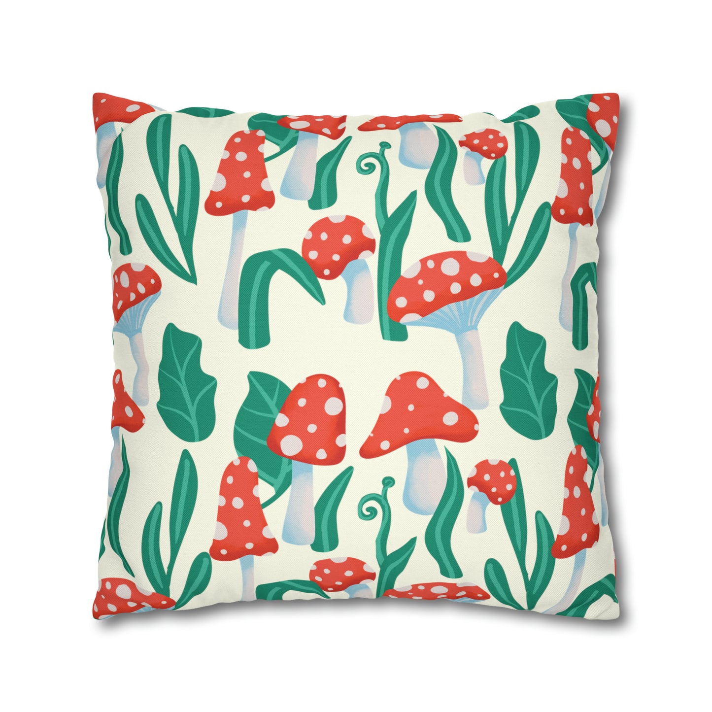 Personalized Mushroom Spun Polyester Square Pillowcase, Custom Name Mushroom Pillow