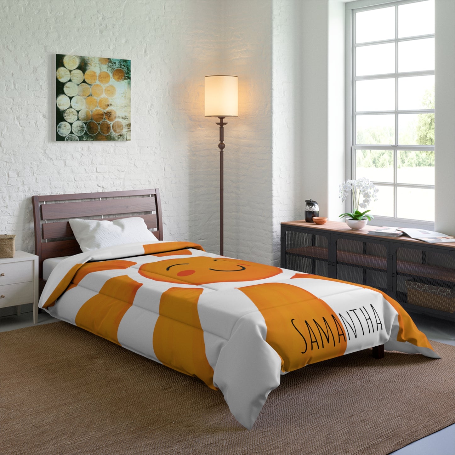 Sunshine Comforter, Cute Sun Bedspread, Quilted Bedspread