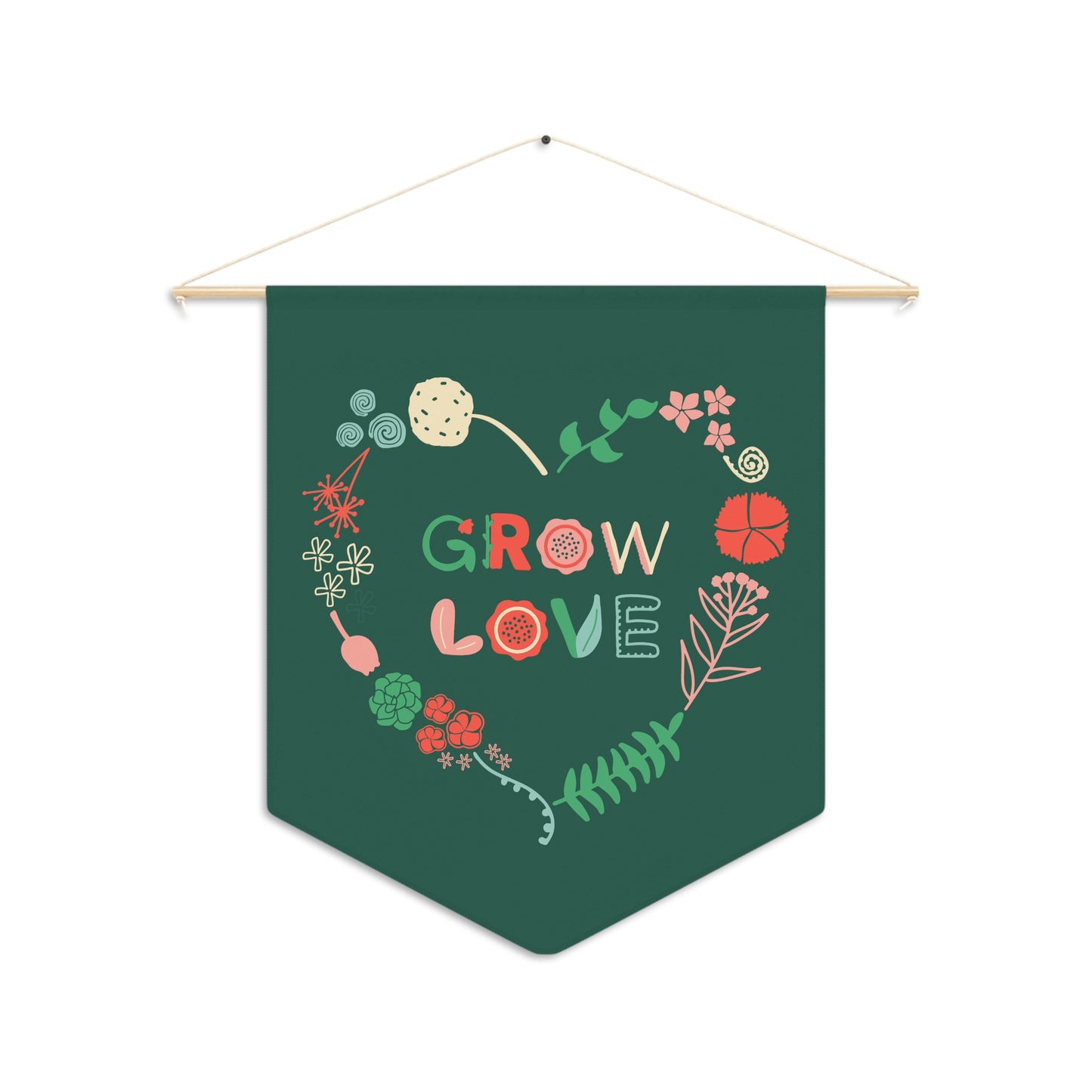 Grow Love Banner, Nursery Art, Pennant Banner, Cute Floral Banner