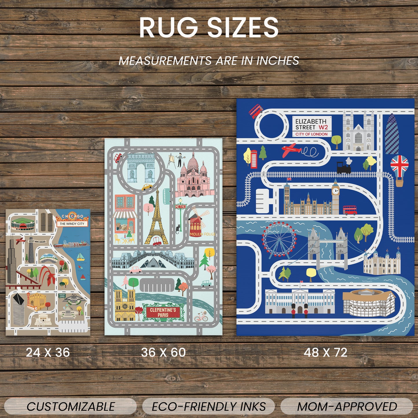 Chicago Play Rug, Customizable Road Rug