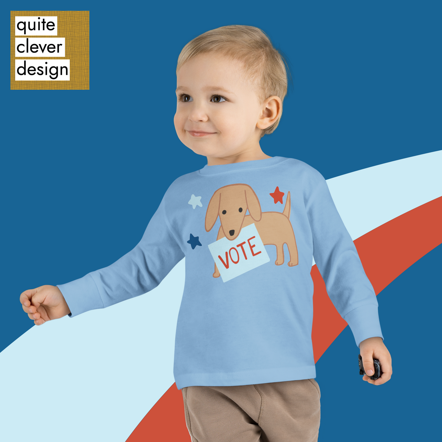 Dog Vote Toddler Tee, Cute Puppy Election Long Sleeve Shirt, Kids Animal Graphic Top, Pet Lover Gift, Children's Political Apparel